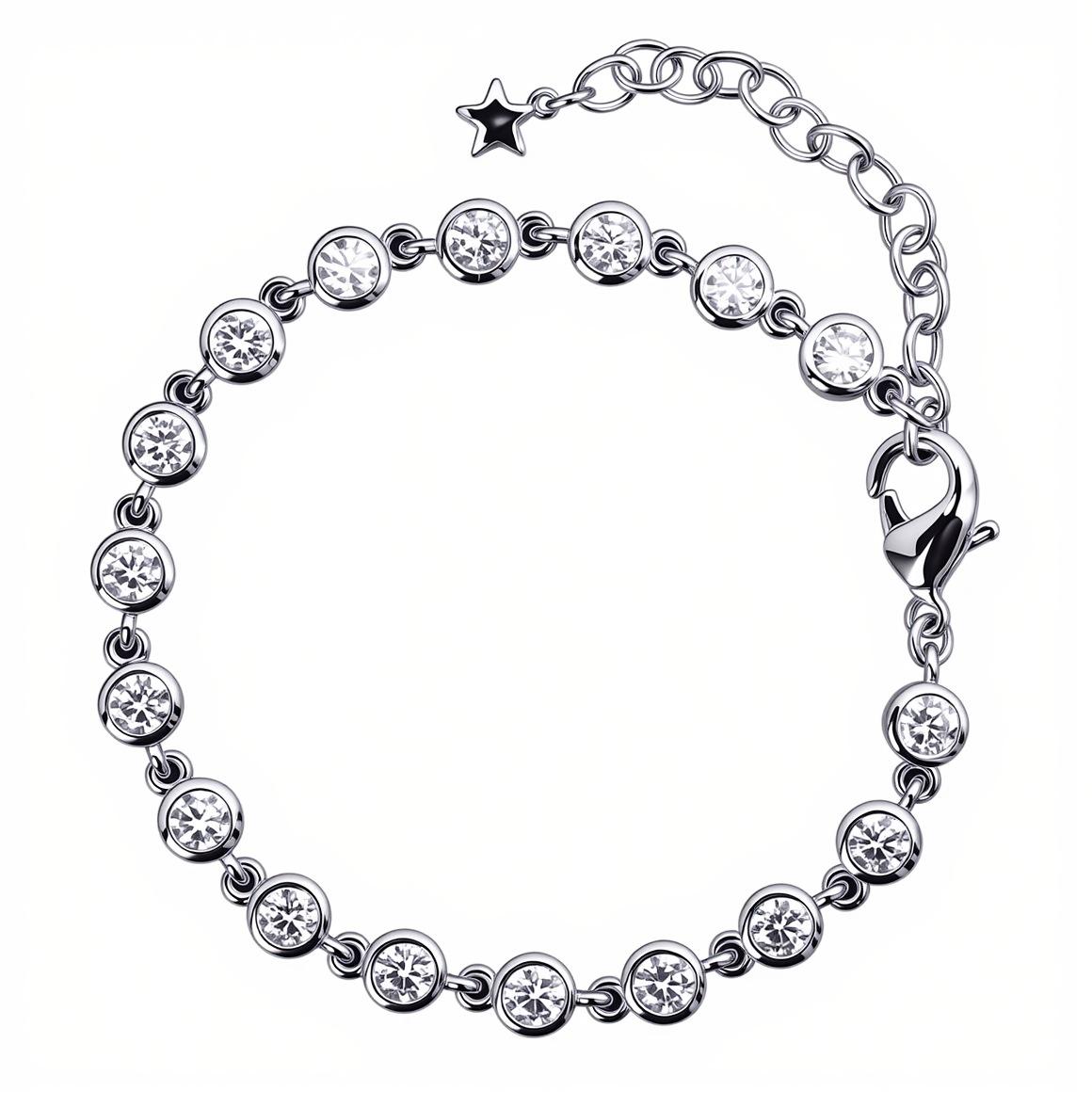 2026 Temperament Versatile Design Zircon Bracelet Simple Style Korean New Hand Jewelry 18CM платиновый