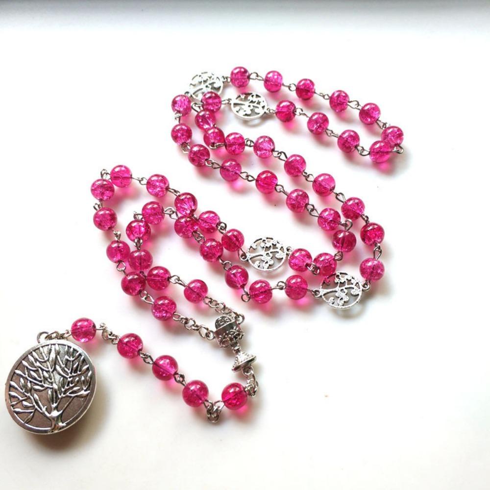 Vintage Jungfrau Anhänger Rosenkranz Halskette lange katholischen Kreuz religiöse beten Schmuck