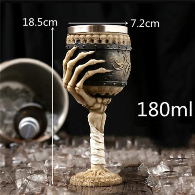 

180 мл Кружка-кружка для пива, вина, кофе «Череп раба» Изготовлена из смолы и нержавеющей стали Хэллоуинская кружка-кружка Декорация Керамическая кружка Тики 180-600ml