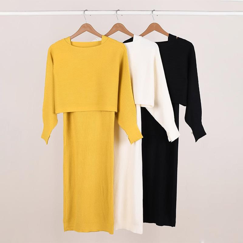 

Autumn 2025 European & American Women s Solid Color Loose Top and Slimming Hip-Wrap Skirt Set XXXL