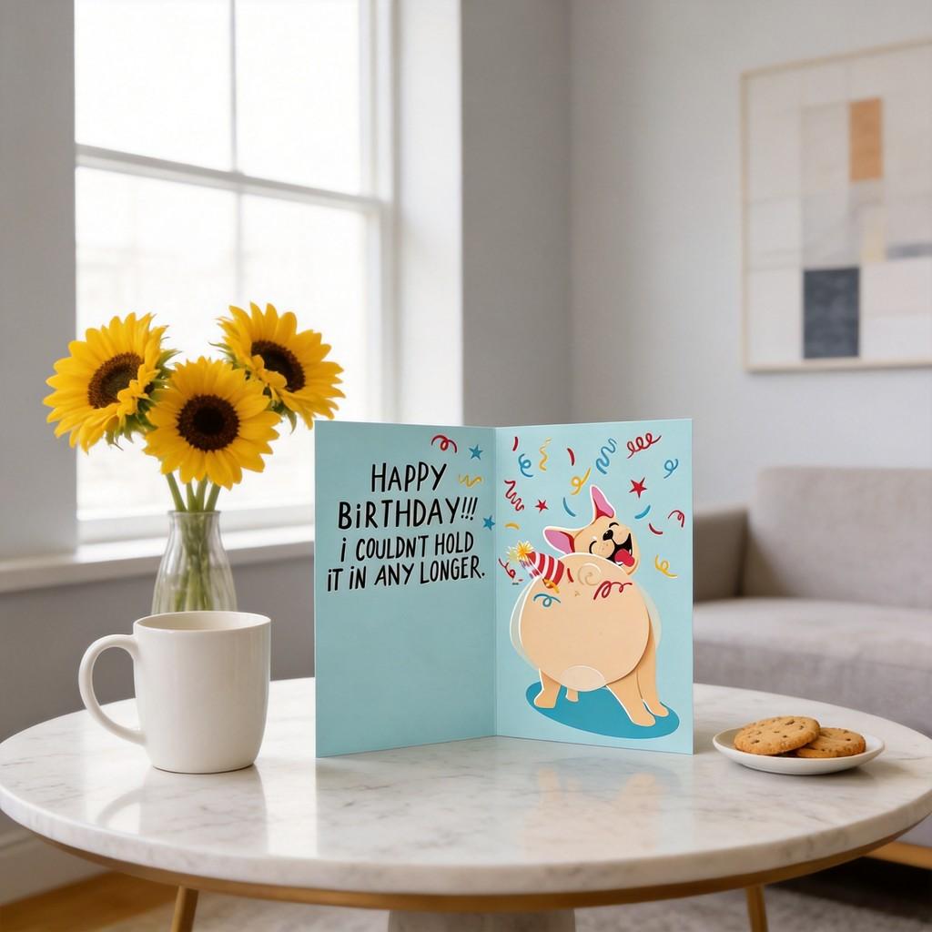 Dog Fart Greeting Card Cute Fun Creative Dog Pattern Touch Play Music For Birthday Celebration