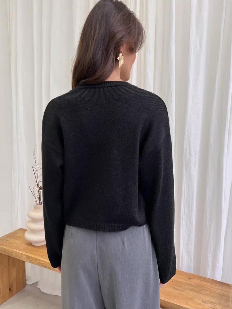 2025 Autumn/Winter European and American Women's Casual Loose Cardigan Tie Solid Color Knitted Sweater