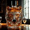 Caraffa in Vetro 300ml Bottiglia per Whisky Forma Testa di Lupo Alta Resistenza Vetro Borosilicato Vino Tappo Ermetico con Design