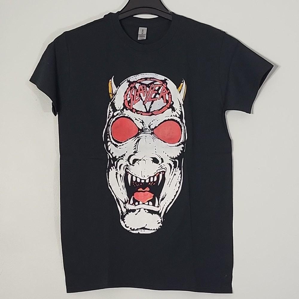 SLAYER White Demon S SMALL T-Shirt Black Mens Band Logo Unisex T-Shirt XL
