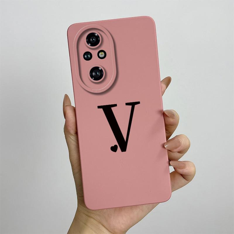 For Honor 200 Case Honor 200 Pro Phone Case Cute Initial Letters Square ShockProof Soft Silicone Back Cover Fundas Honor 200 Pro