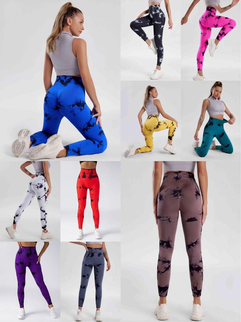 European & American Seamless Tie-dye Yoga Pants: Hip-lifting, Waist-slimming, High-Elastic Fitness Leggings