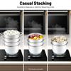 9L 304 Stainless Steel Steamer Pot 3-Layer Stackable Food Steamer for Cooking Soup Bun Vegetable Gas Induction Cooktop
