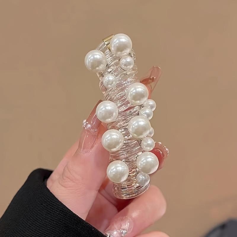 

Telephone Cord Hair Ties, Bubble Braid, Beaded Head Rope, Ponytail Hair Tie, Braiding Tool белый