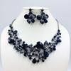 Sparkling Colorful Crystal Gemstone Necklace Earring Set Women Wedding Party Stage Accessory Floral Fashion Jewelry