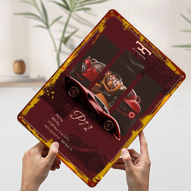 

De Tomaso P72 Car Tin Plaque Poster Customized Wall Art Retro Vintage Metal Signs for Room Decoration Bedroom Decorations Decor 7.9x11.8In(20x30cm)