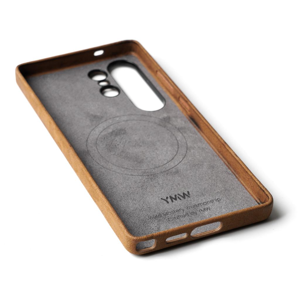 YMW Retro Genuine Leather Case for Samsung Galaxy S26 S25 Ultra Luxury Business Sheepskin Phone Cases