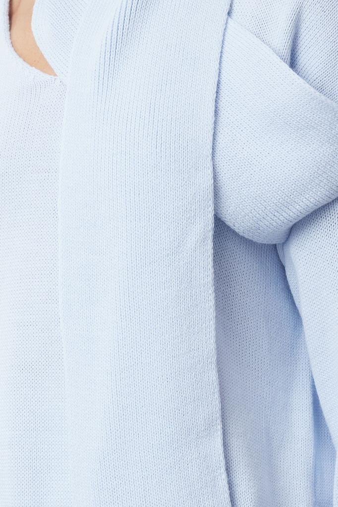 Women's Elegance Style Sweater Blue Scarf Knitwear Sweater