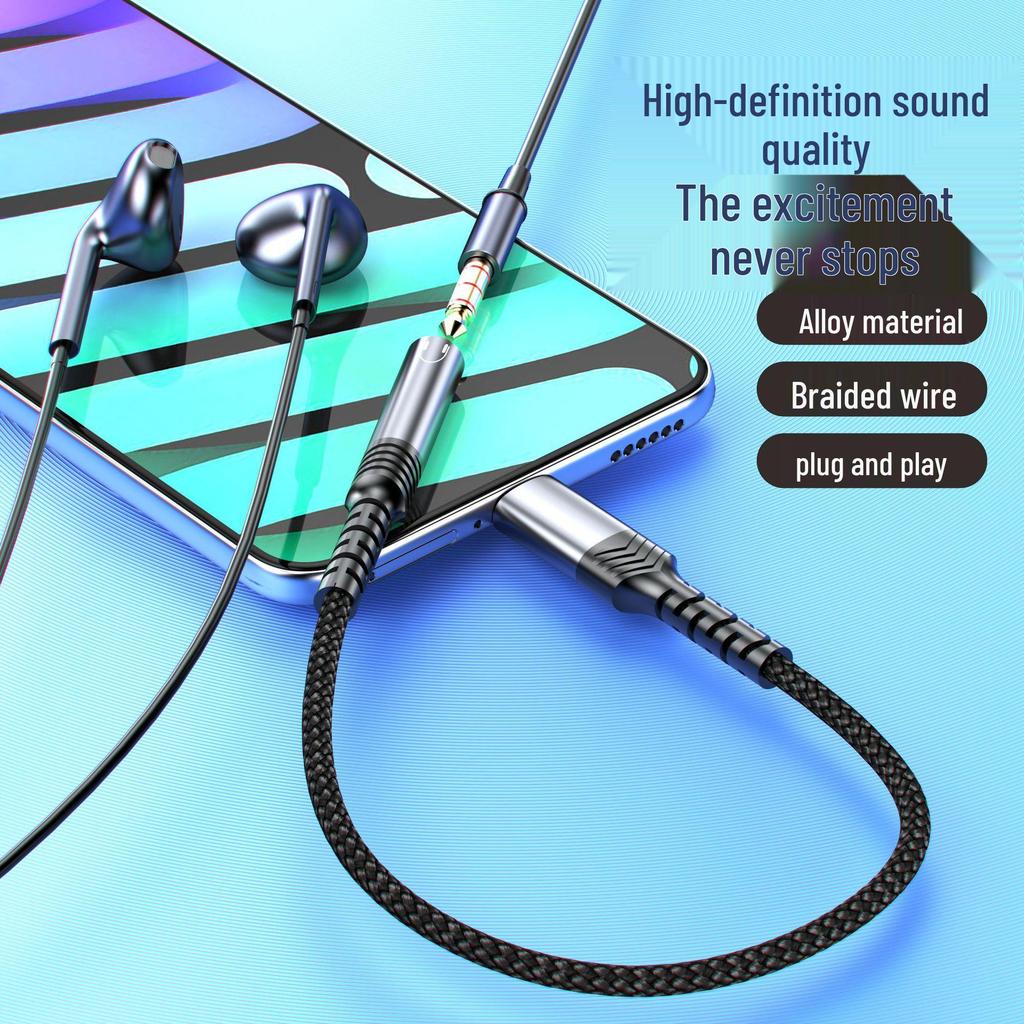 USB-C to 3.5mm Audio Adapter Cable for Apple, Huawei Headphones - Braided for Calls & Music