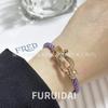 Fei Jia February Birthstone Purple Horseshoe Buckle Unisex DIY Bracelet