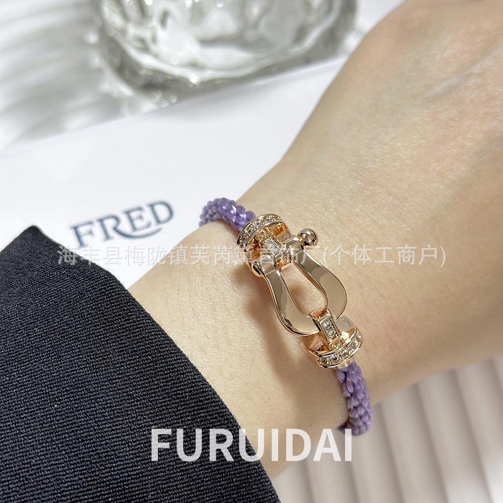 Fei Jia February Birthstone Purple Horseshoe Buckle Unisex DIY Bracelet