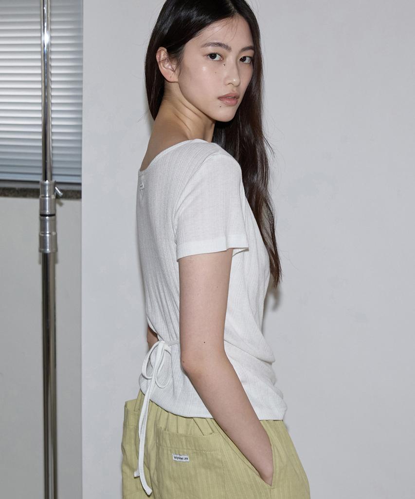 Lense Drape String Tee Ivory