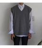 Korean Style V-Neck Sleeveless Cardigan - Men's Knitted Sweater Vest for Spring & Autumn In Solid Colors