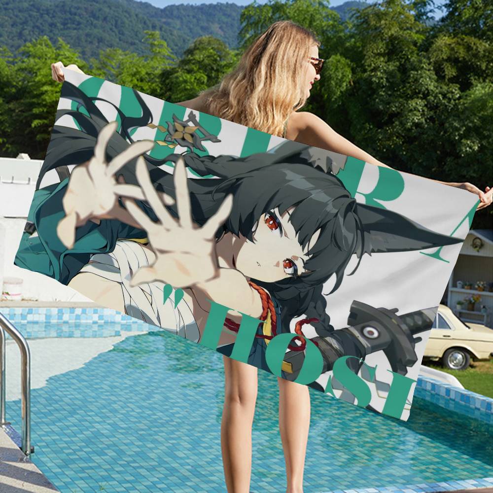ZZZ Gaming Hoshimi Miyabi Microfiber Printed Beach Towel Mountain Climbing Yoga Beach Swimming Running Absorbent Soft Towel