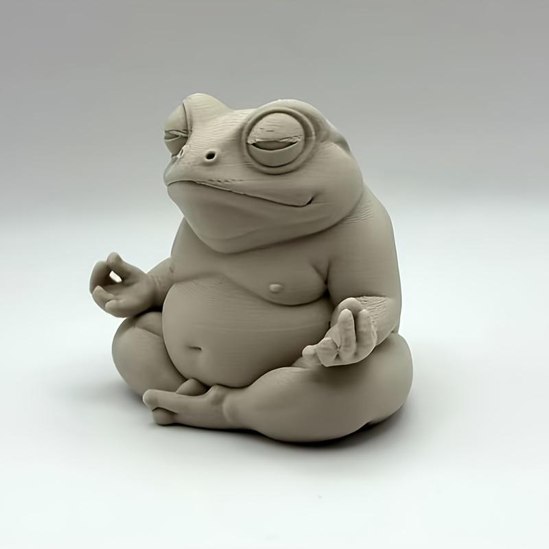 1pc A chubby Zen frog, a meditation frog, a 1D printed decorative item, suitable for home and office,a very good gift home decor