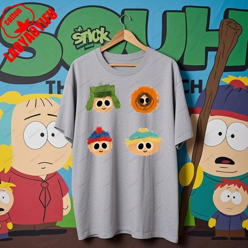 South Parks kleiner fetter Junge Cartman Süßes Cartoon Gedrucktes T-Shirt Shirt Humorvolle Streetwear Unisex Sommer Rundhals Kurzärmlig