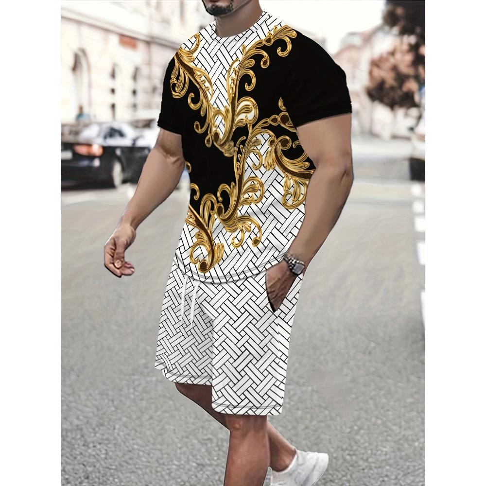 Herren Kurzarm-Shorts-Set Lässiger Mode-Sportanzug Einfache Bequeme Unisex Sportbekleidung