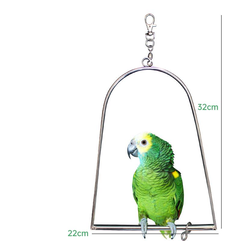 Hanging Birds Swing Stainless Steel Perch Stand Paw Grinding Toy for Parrot Cockatiel Budgie Macaw African Grey