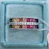 Huitan Rainbow Color Cubic Zirconia Rings Women for Engagement Wedding Party Sparkling Colorful Female Rings Fashionable Zircon