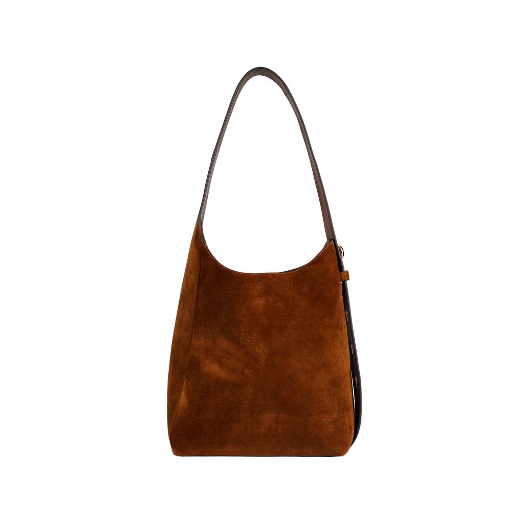 Tory Burch Romy Slightly Asymmetrical Unique Silhouette Slim Shoulder Strap New Button Logo Leather Tote Bag Women Tote Bag Camel 178267-200