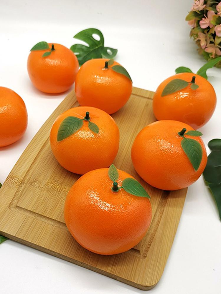 Künstliche Orange mit Grünen Blättern Schaumstoff Lebensecht Unecht Simulation Obst für Zuhause Party Küche Dekoration Fotografie