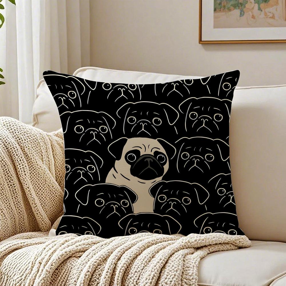 NICE CUTE Pug Dog Cushion Cover Pillowcase Antidustmite Living Room Sofa Decor Cushion Room