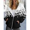 Übergroße Kapuzenjacke mit Kordelzug und Taschen, Blumenmuster, Herbst- und Winter-Freizeit-Langarmjacke, Damen Übergröße Kleidung
