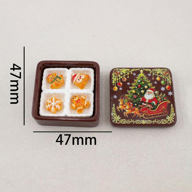 Cute Christmas Gingerbread Biscuit Gift Box Series 3D Resin Cabochon Diy For Keychain Earrings Dollhouse Accessories