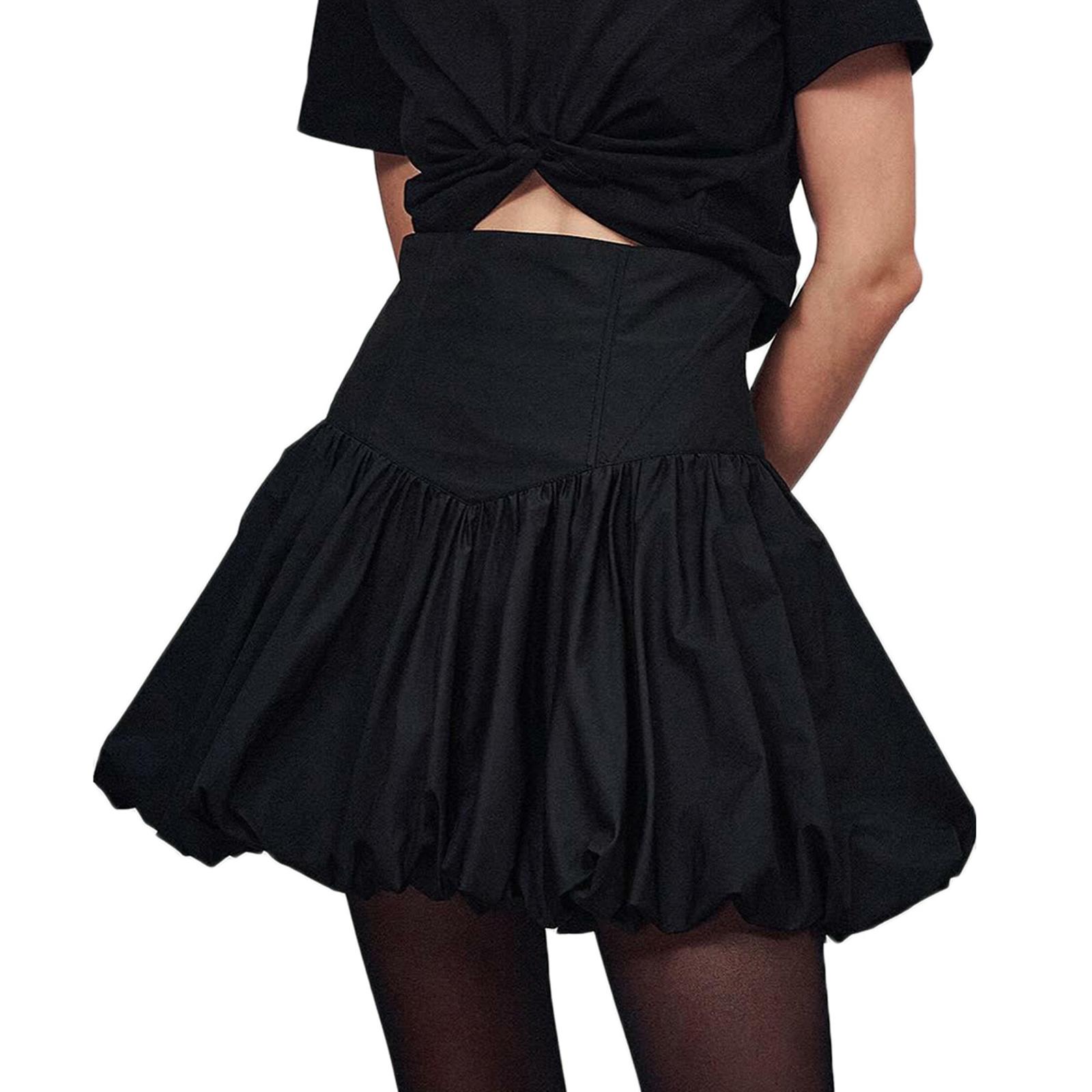 

Женская летняя юбка-фонарик повседневная однотонная мини-юбка с высокой талией для пляжного отдыха клубная уличная эстетическая одежда