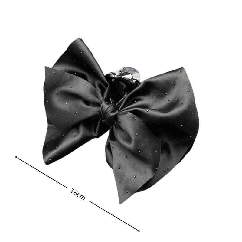 Black Large Bow Hair Claw For Women Girls Elegant Temperament Ponytail Shark Clip Fashion Hair Accessories Gift