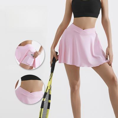 Damen Sommer Tennis Faltenrock, Schnelltrocknende Blickdichte Yoga Leggings, Stilvoller A-Linien Sportrock für das Training