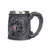 Stainless Steel Beer Mug 600ml Retro Tankard Coffee Cup Tea Tumbler Medieval Dragon Resin Mug for Fantasy Lovers