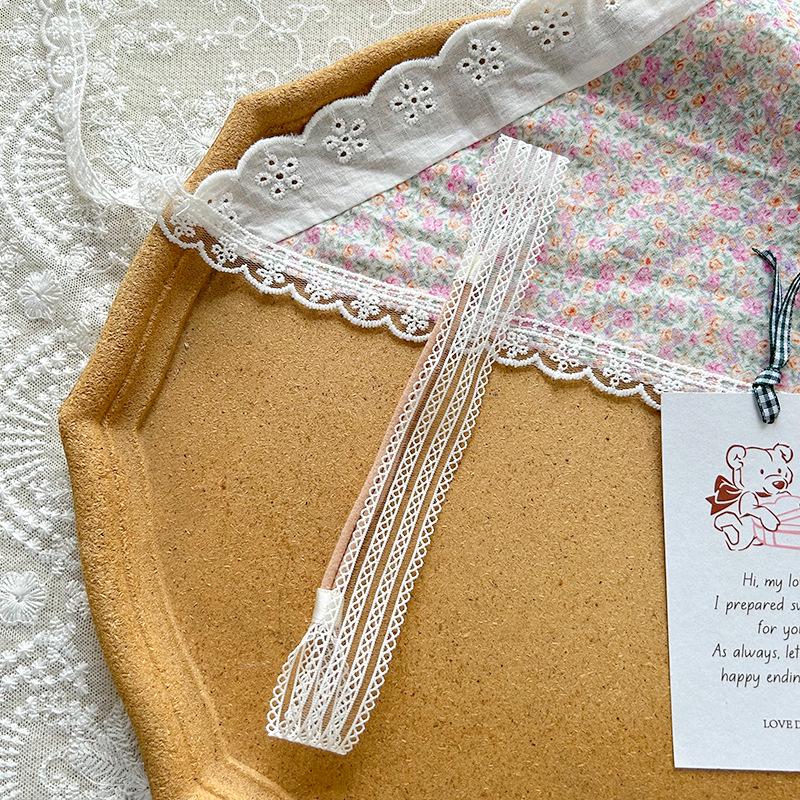 

Korean Lace Edging Embroidered Baby Headband - White