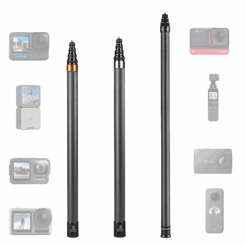 For Insta360 X5 X4 X3 X2 3m Long Carbon Fiber Extended Selfie Stick Scalable Monopod Stick Tripod for GoPro DJI Action Camera 7