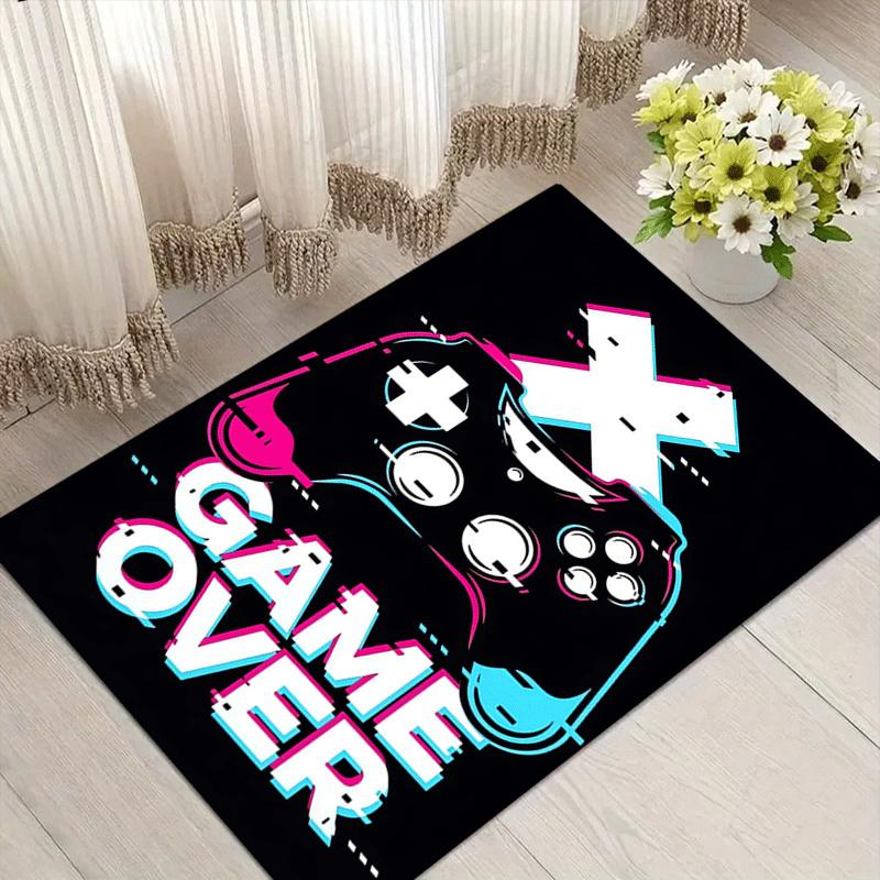 

1pc Game over Print, Design Area Rug - Soft, Anti-Slip, and Durable Gaming Room Decor for Bedroom, Living Room 60cm by 90cm