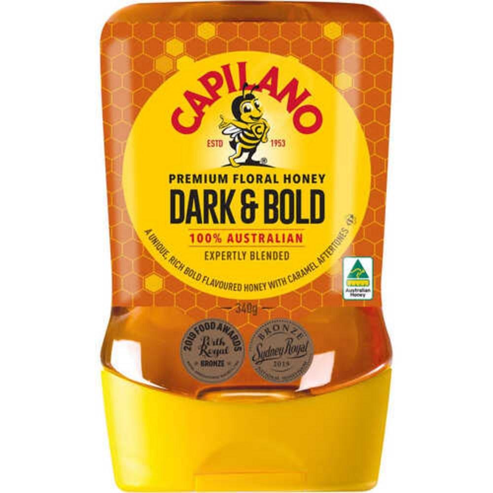 Capilano Dark and Bold Squeeze Flower Honey Upside Down 340g