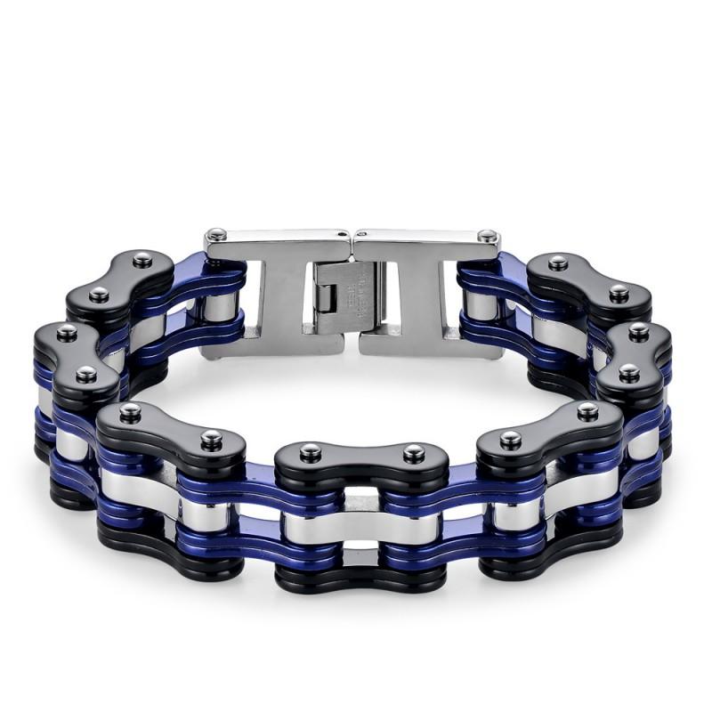 Stainless Steel Biker Bracelet Men - Hip Hop Style Cycling Safety Accessory With Chain Design Geometric