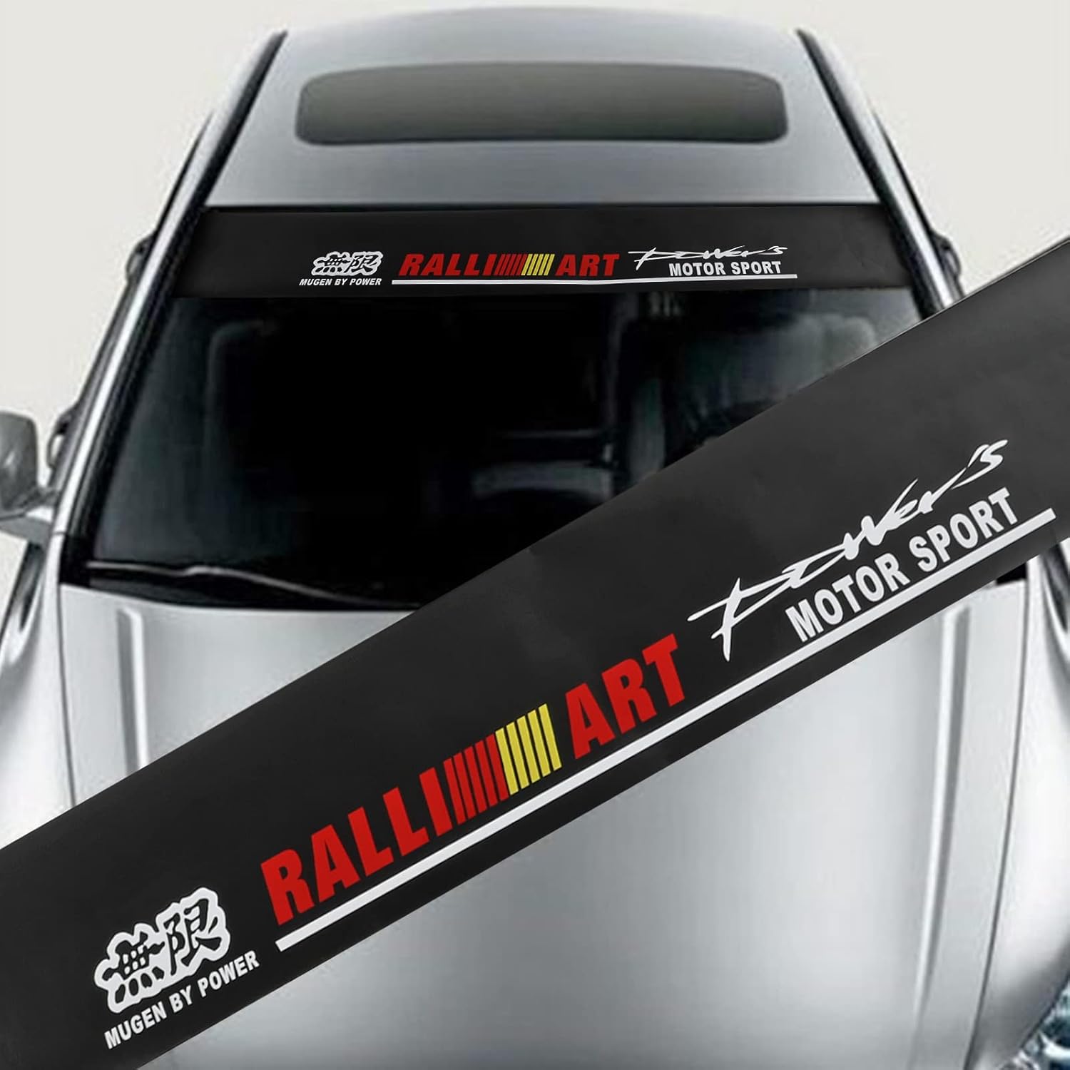 

Car Windshield Sticker - Fashionable Reflective PVC With Scraper for Automobile 130x21cm (Motor Sport) As Picture Shown