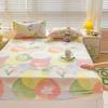 Romantic Love Bow Pattern Fitted Sheet Set Skin-friendly Breathable 3Pcs Mattress Cover with Elastic Band Queen Size Bedding Set