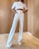 Summer Chic Solid Color Short-Sleeve Suit & Pants Set