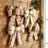 Double Layer Christmas Bowknot Decoration Set of 4 Soft Fabric Ribbon Ornaments with Stitched Center for Seasonal Home Styling