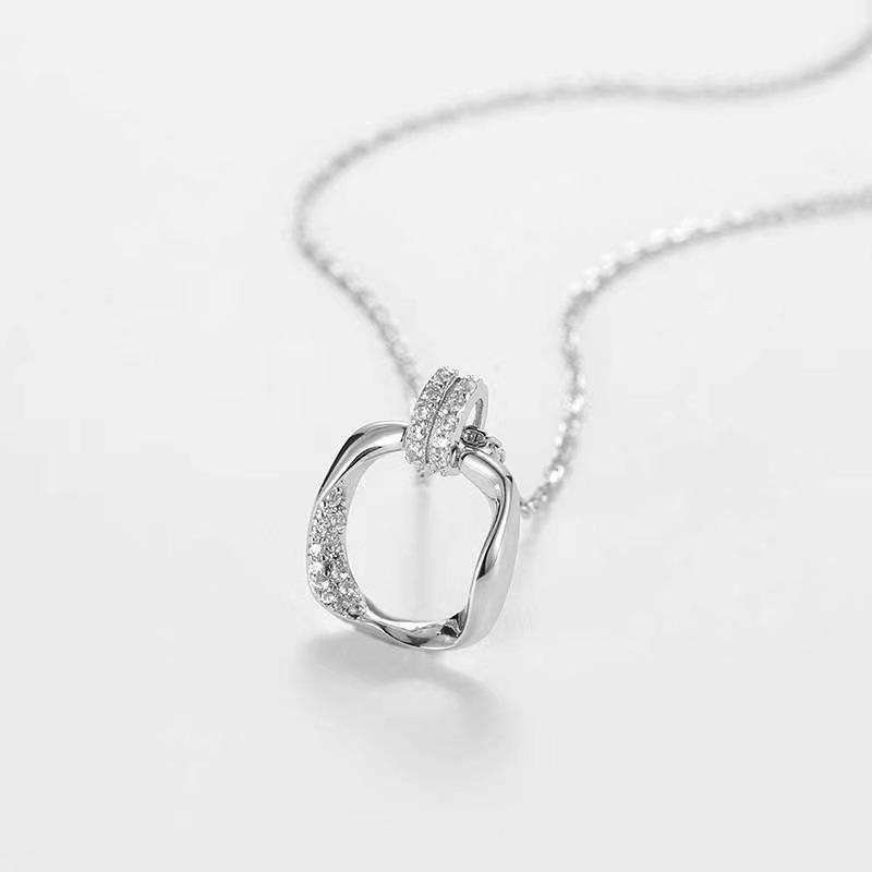 Geometric Square Necklace: High-End Light Luxury Pendant for Women