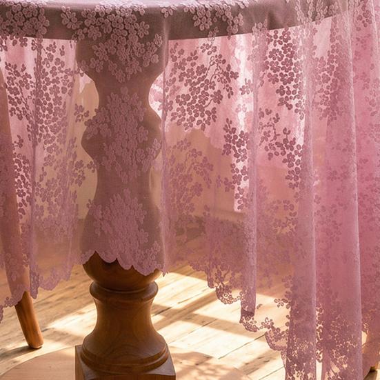 Baizihuahu Lace Tablecloth, Floral Table Cover, Retro Scalloped Tablecloth for Dining Table, Rustic Wedding Party Bridal Shower Decor