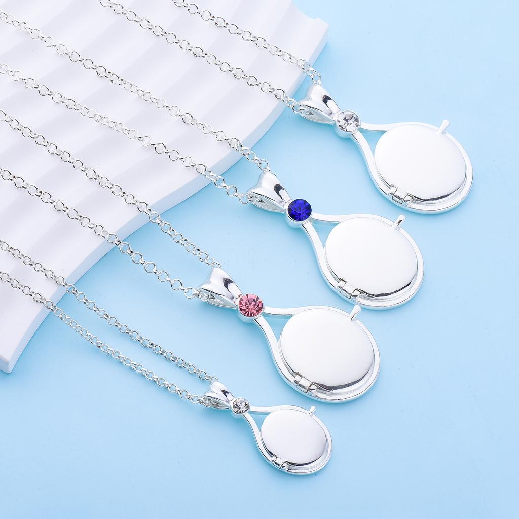 H2o Otwierany Metalowy Wisiorek Naszyjnik Srebrny Kolor z Kryształową Syrenką Biżuteria Filmowa TV dla Kobiet Dziewcząt Urocze Naszyjniki