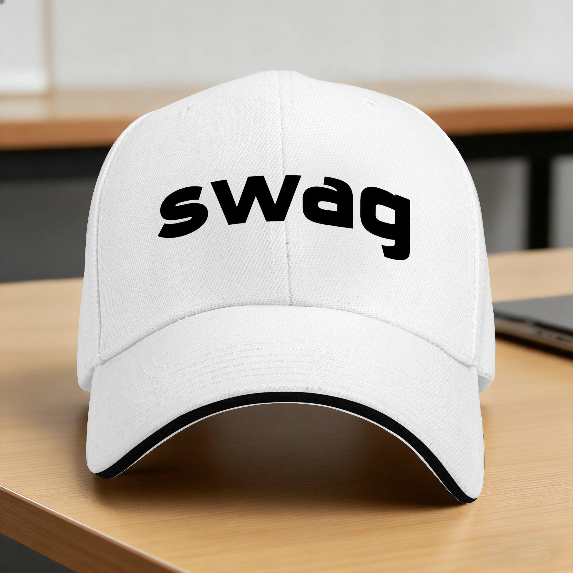 #Swag Casquette de Baseball Décontractée Chapeau Trucker Tennis Skate Été Haute Qualité Hommes Femmes Casquettes de Baseball Impression DIY One Size white