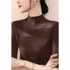 Women Half‑High Neck Lace Knit Top Summer Tencel Mesh Hollow 5/4 Sleeve Slim Ice Silk Blouse S‑3XL